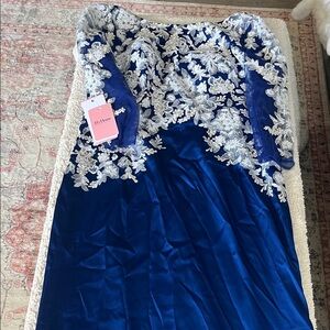 JJs House Royal Blue Dress with White Lace